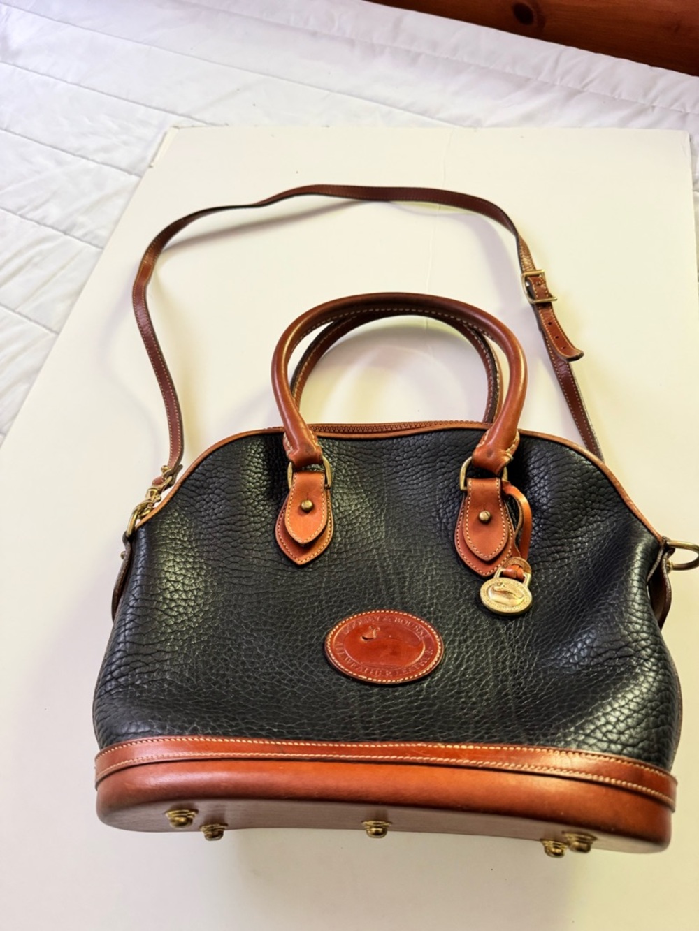 🥰💄VTG EUC Dooney & Bourke Norfolk Case Satchel with British Tan Trim - Picture 2 of 16